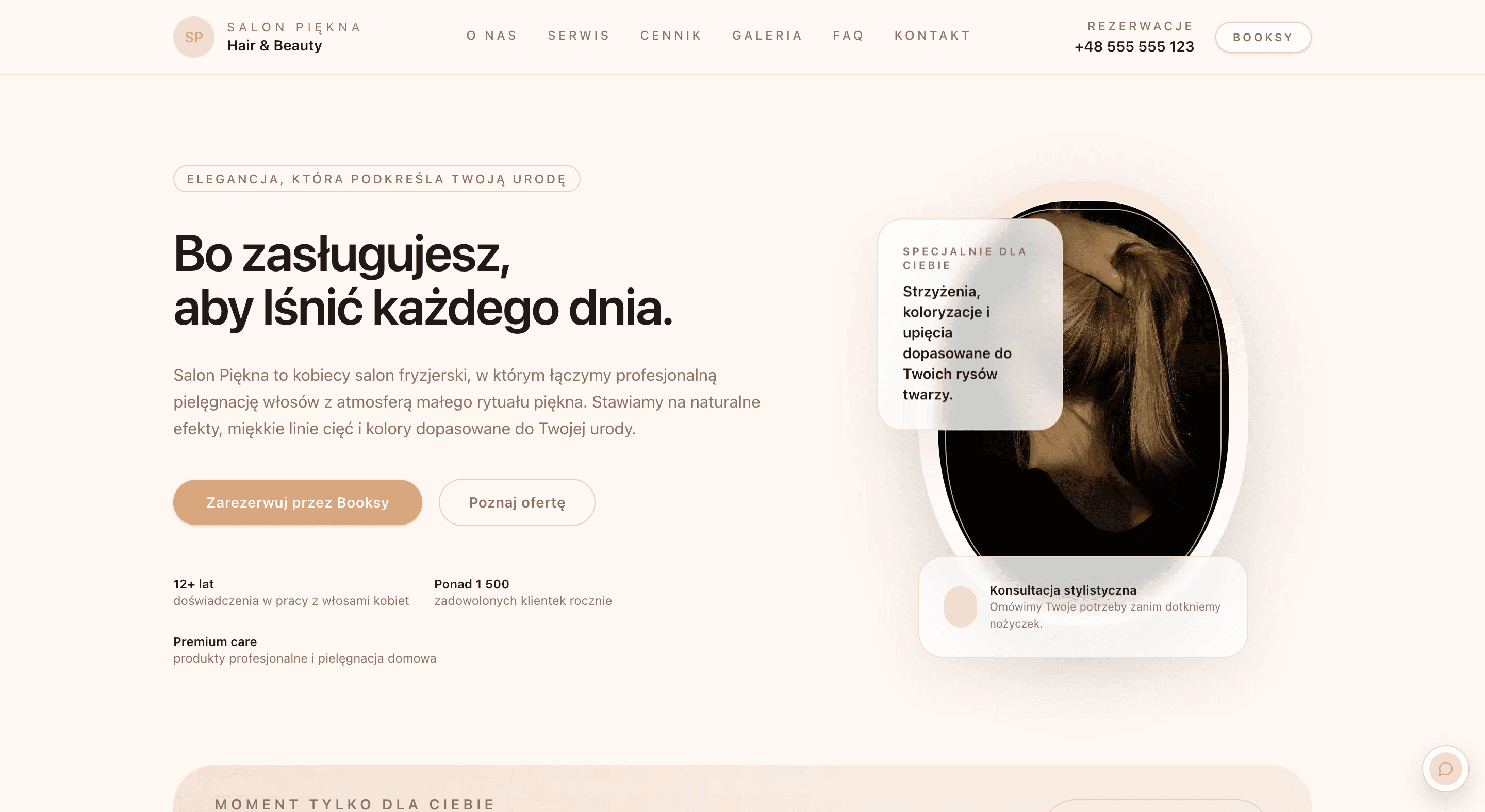 Strona salonu fryzjerskiego Salon Piękna