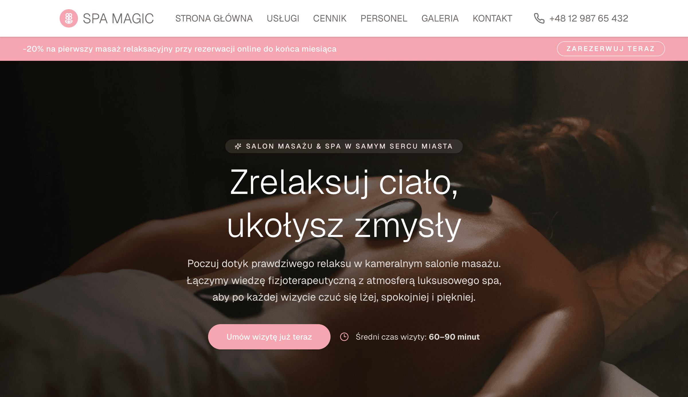 Strona salonu masażu SPA MAGIC
