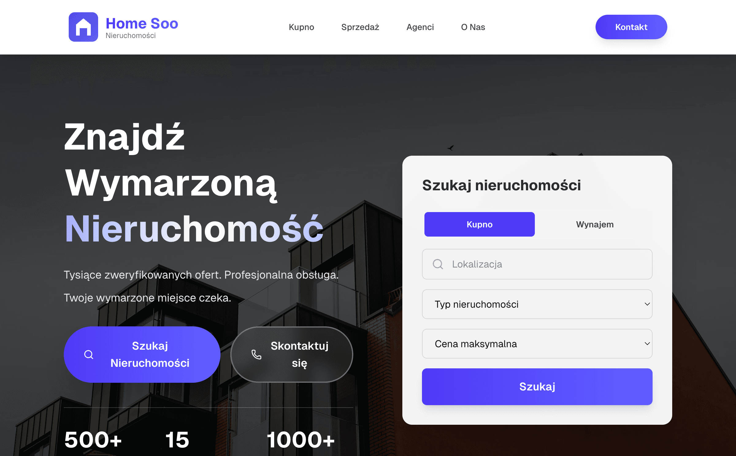 Strona biura nieruchomości Home Soo